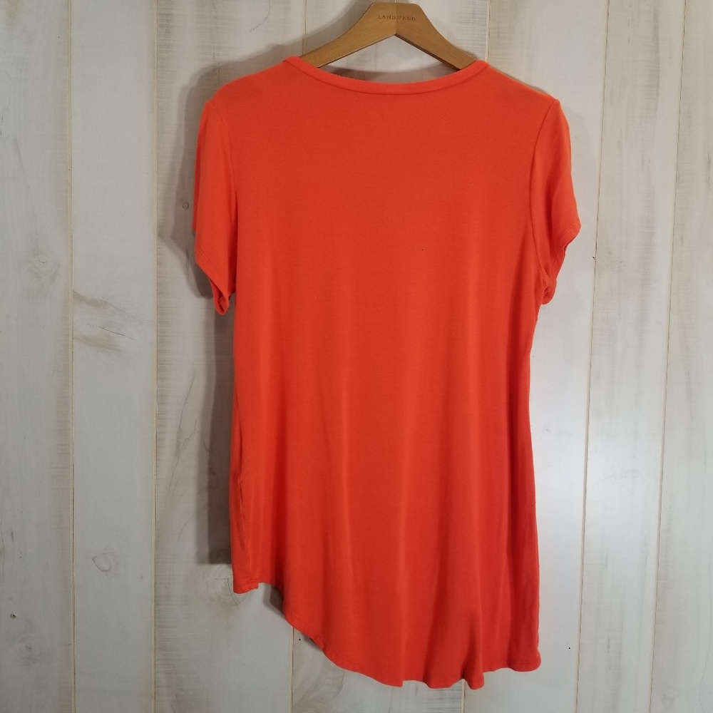 Off Air Giuliana Orange Tunic Asymmetrical Hi Lo M - Picture 2 of 3